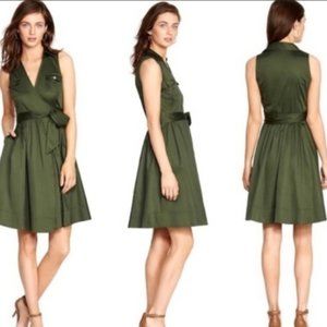 WHBM | olive green wrap dress | 12